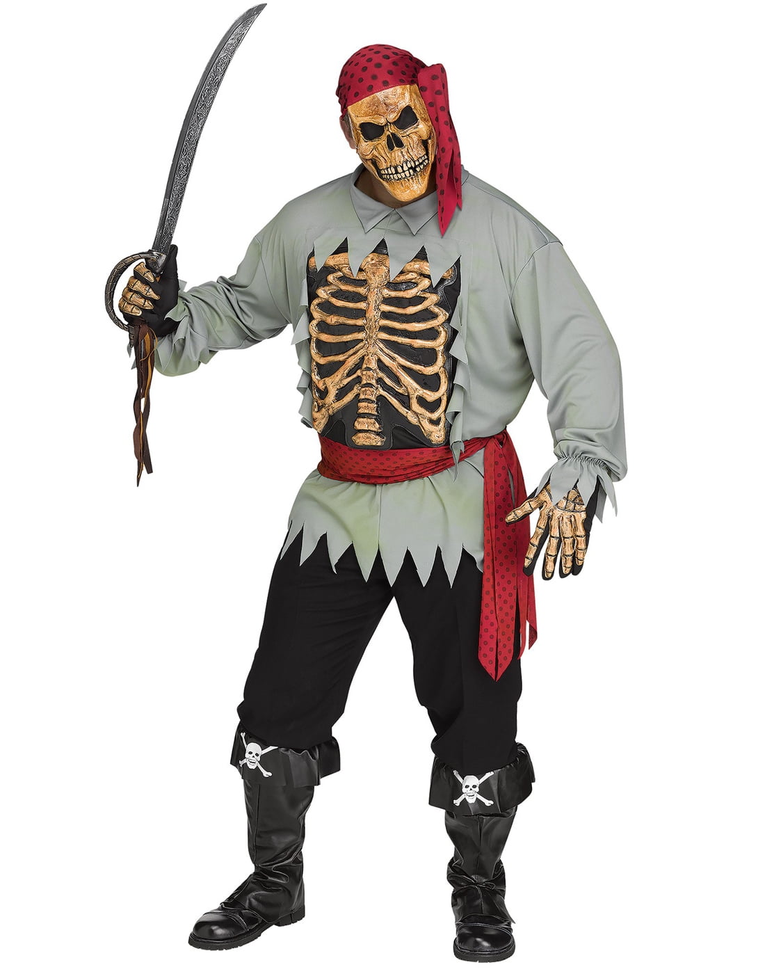 Skeleton Pirate Mens Adult Zombie Buccaneer Halloween Costume Walmart