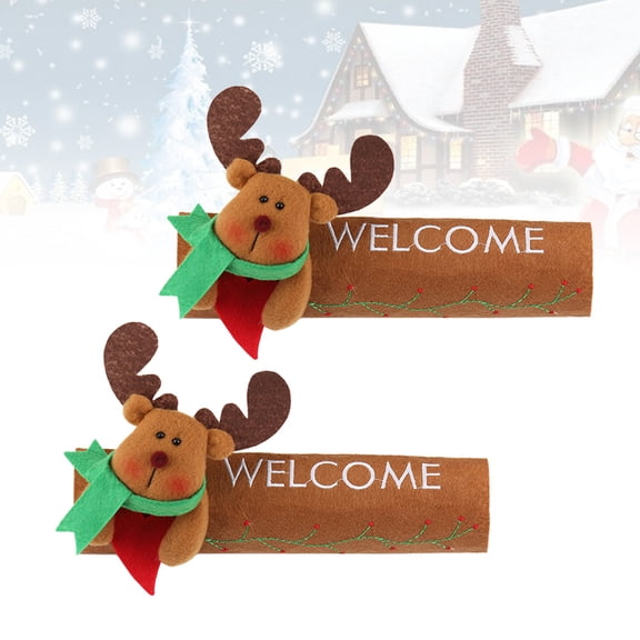 YOSADIER water resistant fridge wraps Fridge Door Handle Protector Brown Felt for Kitchen Decor 2pcs