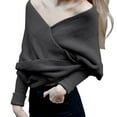 thumbnail image 4 of MEICHEN Shawl Wraps for Women, Winter Warm Sweater Scarf with Sleeves Solid Color Knitted Pullover Shawl and Scarf, Fall Winter Fashion Accessories, 4 of 9