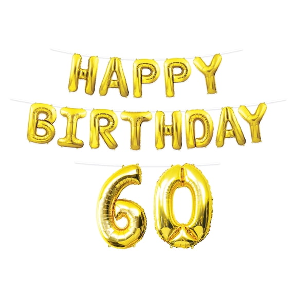Happy Birthday  60  Balloon Streamer, 14.25" & 25" x 15', (1/Pkg)