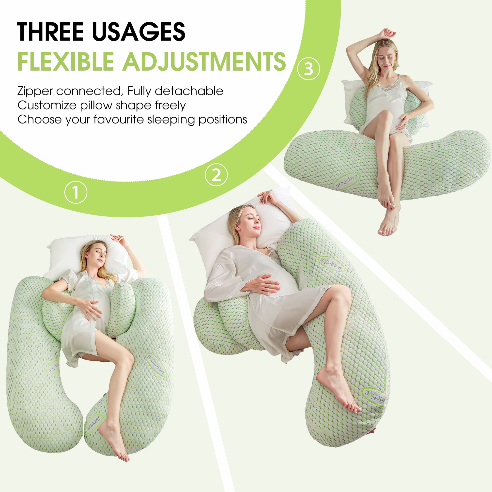 iFanze Pregnancy Pillows for Sleeping Support, 3-In-1 U Shaped