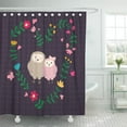 thumbnail image 1 of ZY-suttom Rideau de Douche Coloré Mignon Drôle Owls et Floral Couronne Célébration Saint-Valentin 66x72 Pouces, 1 of 1