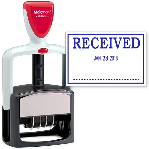 2000 PLUS Heavy Duty Style 2-Color Date Stamp with RECEIVED self inking stamp - Blue Ink