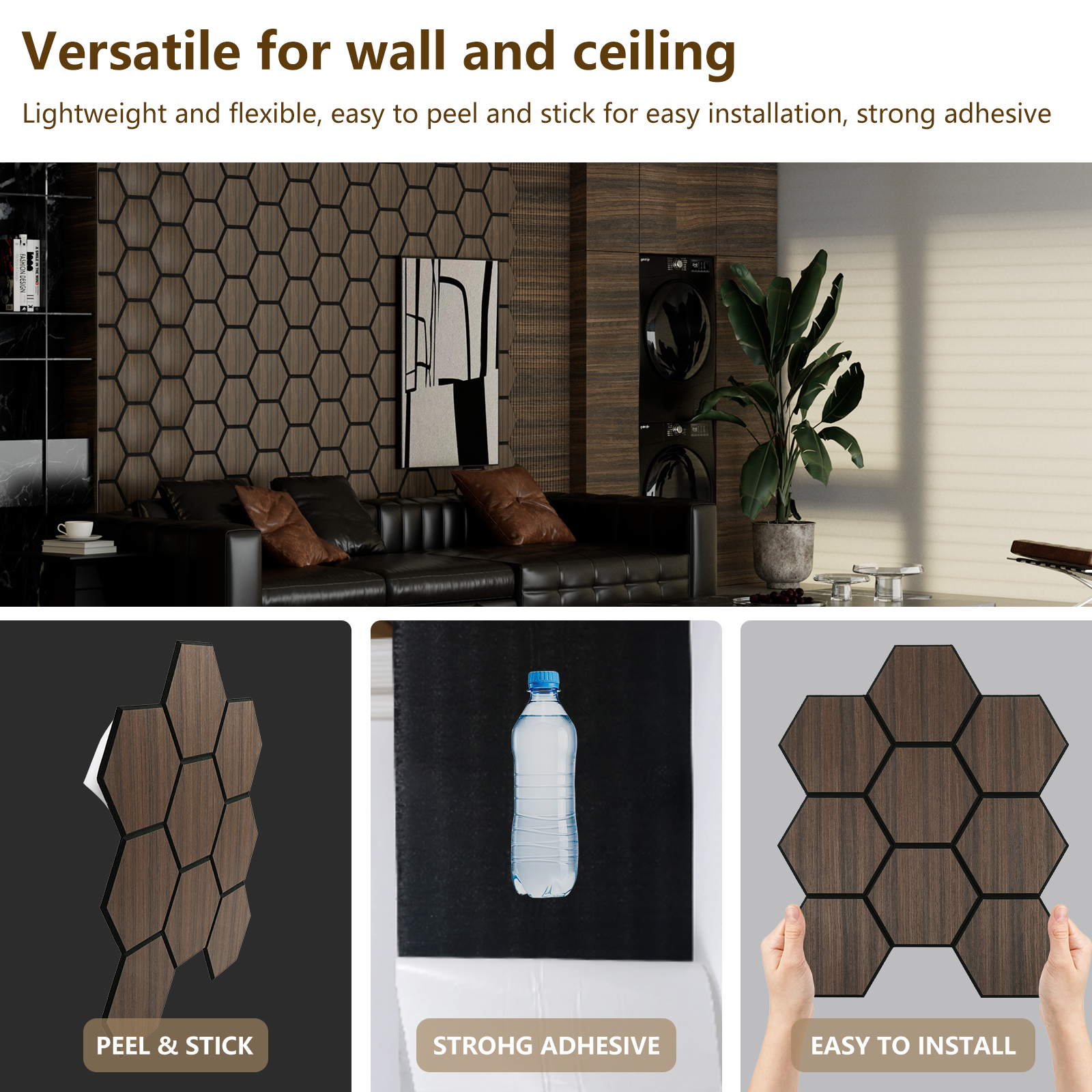 4 Packs Acoustic Wall Panels - Self-Adhesive 3D Wood Slat Wall Panel- Peel and Stick Sound Absorbing Panels for Noise Reducing - Feature Wall Decor for Home & Office