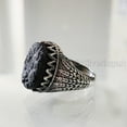 thumbnail image 6 of Rough Black Tourmaline Mans Ring, Natural Black Tourmaline, Silver Jewelry, 925 Silver Ring, Birthday Gift, Heavy Mens Ring, Arabic Design, Ottoman Style Ring, Christmas, Turkey Mens Signet Ring, 6 of 7