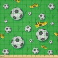 thumbnail image 2 of Ambesonne Soccer Fabric by the Yard Microfiber, Shoes Balls on Grass, 1 Yard, Lime Green Yellow Black, 2 of 2