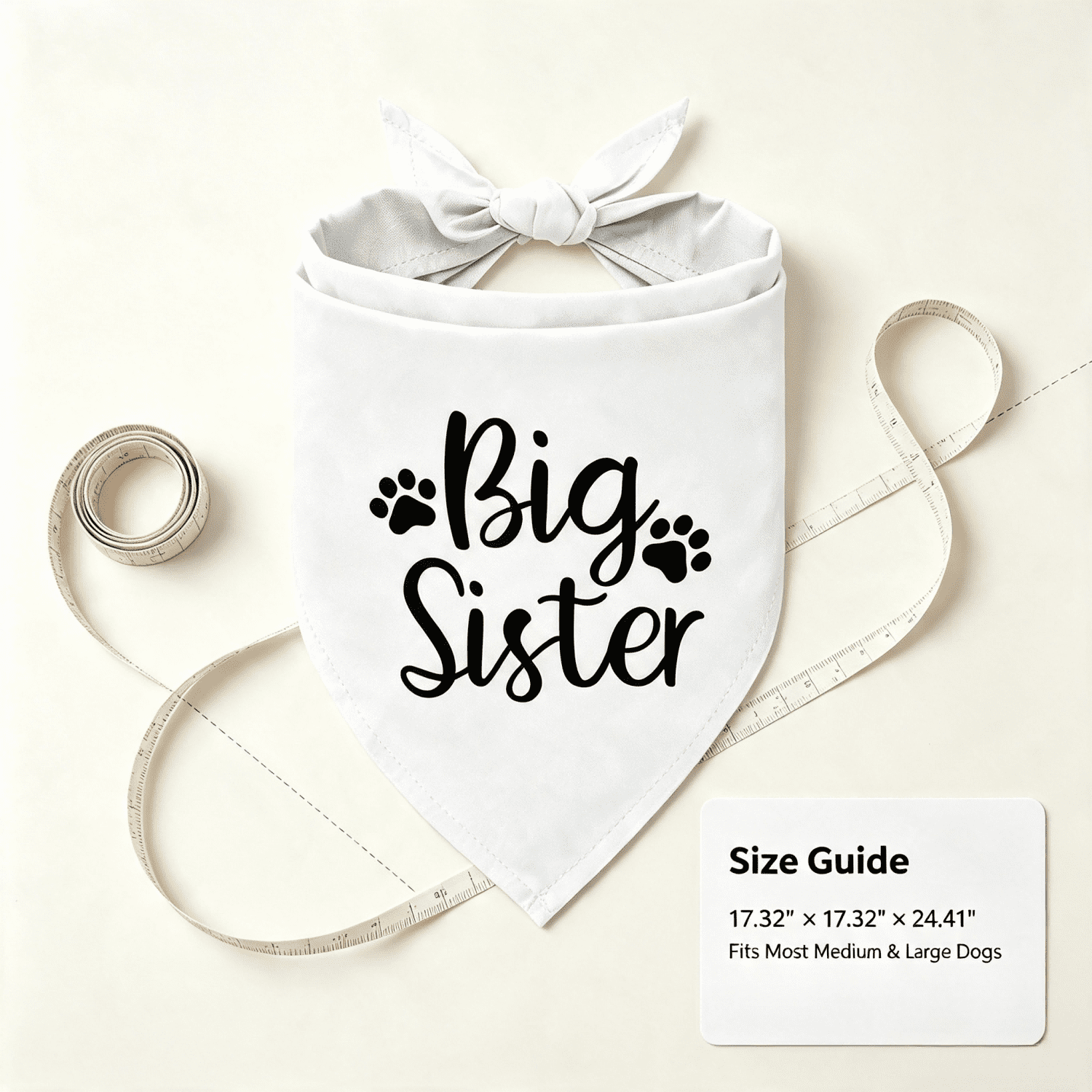 LALACE Dog Bandana Big Sister Adjustable Tie‑On Pet Triangle Scarf for Pregnancy Announcement Baby Reveal Family Photo Shoot