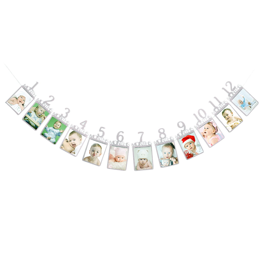 Details about   Birthday Garland Baby Shower 12 Months Photo Frame Picture Cards Bunting Banner 
