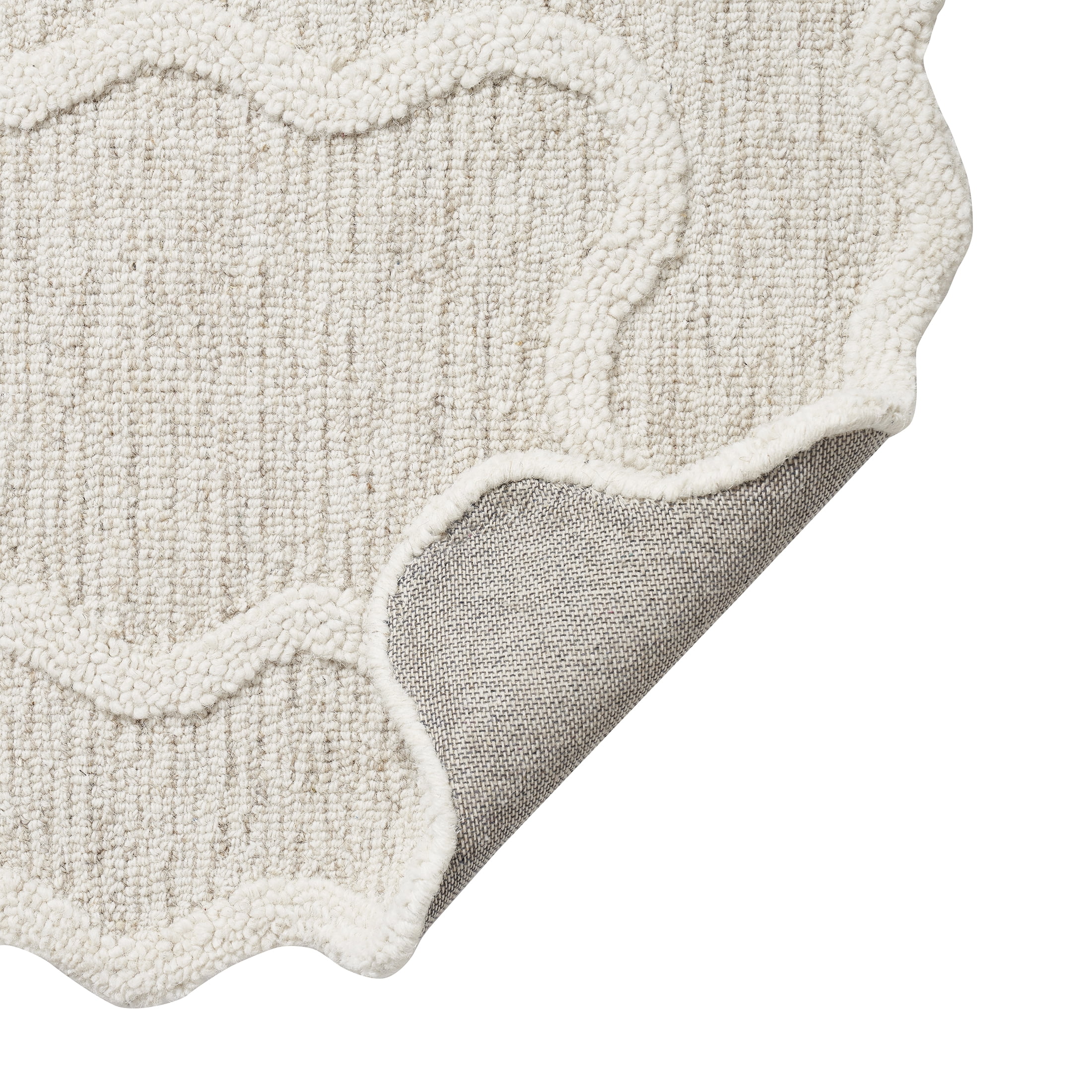 My Texas House Stella Ivory Scallop Wool Indoor Area Rug, 24" x 36"
