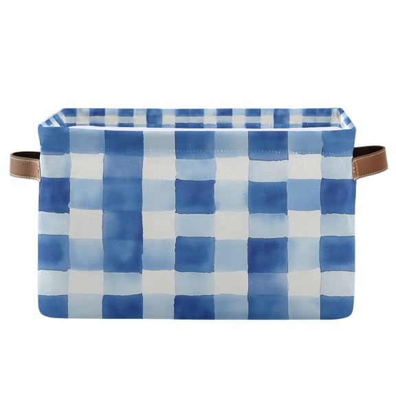 Yayeee Canvas Storage Basket with Handles for Shelves Fabric Bins Closet Organizer, Blue Plain