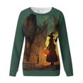 thumbnail image 4 of YVNAURA Women‘s Fashion Printed Long Sleeve Round Neck Sweatshirt Casual Loose Fit Pullover Lightweight Crewneck Top Fall Spring Trendy Graphic Tee Streetwear 1 Pack, Blackish Green,S, 4 of 5