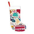 thumbnail image 2 of Daiia London Symbols Print Christmas Stocking，18"Large Knitted Xmas Stocking for Kids, Family Stocking for Fireplace Christmas Holiday Party Decoration, 2 of 7