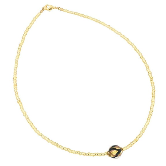 GlassOfVenice Murano Glass Royal Black Ball Necklace