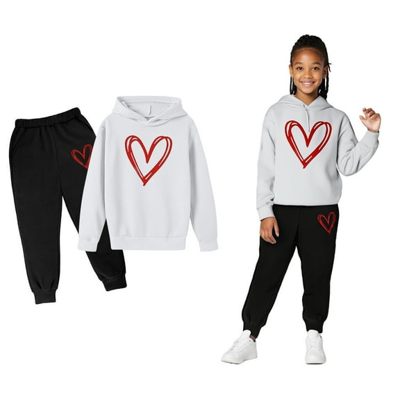 Kids Sweatsuit Set for Girls 2PC Long Sleeve Printed Pullover Hoodie and Jogger Pants Winter Clothes Clothes for 18-24 Months Old Girls Boys Girls Fashion