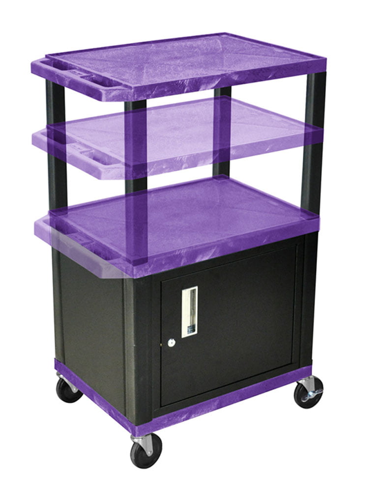 Offex Stainless Steel Rolling Utility Cart With Locking Purple and Black