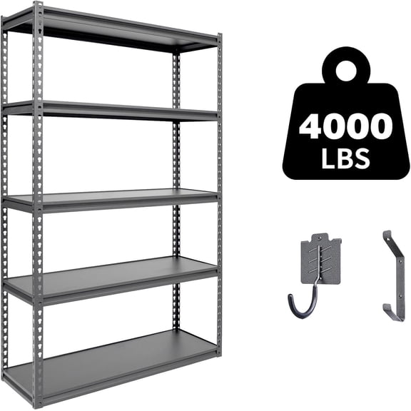 The Atlas 36" W Laminated Heavy Duty Metal Shelving Unit 4000 Lbs Boltless Garage Storage Shelves Utility Rack Shelf Warehouse Pantry Shed 36" W x 18" D x 72" H, Dark Gray