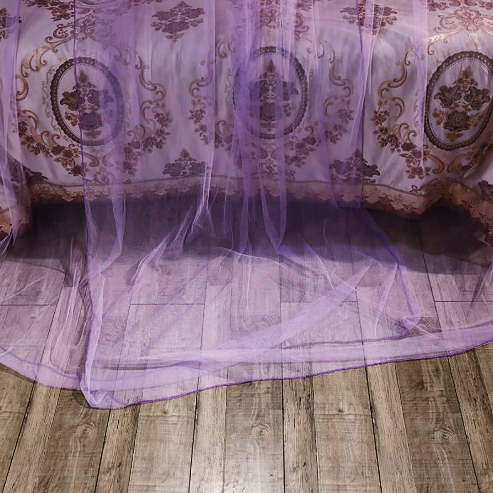 Round Canopy Bed Curtain for Girls Adults-Dome Bed Net for Twin Full Queen King Size Bed, Quick Easy Installation, Moisquito Net 70 X 260cm / 27.5 "x 102", Purple (Net)