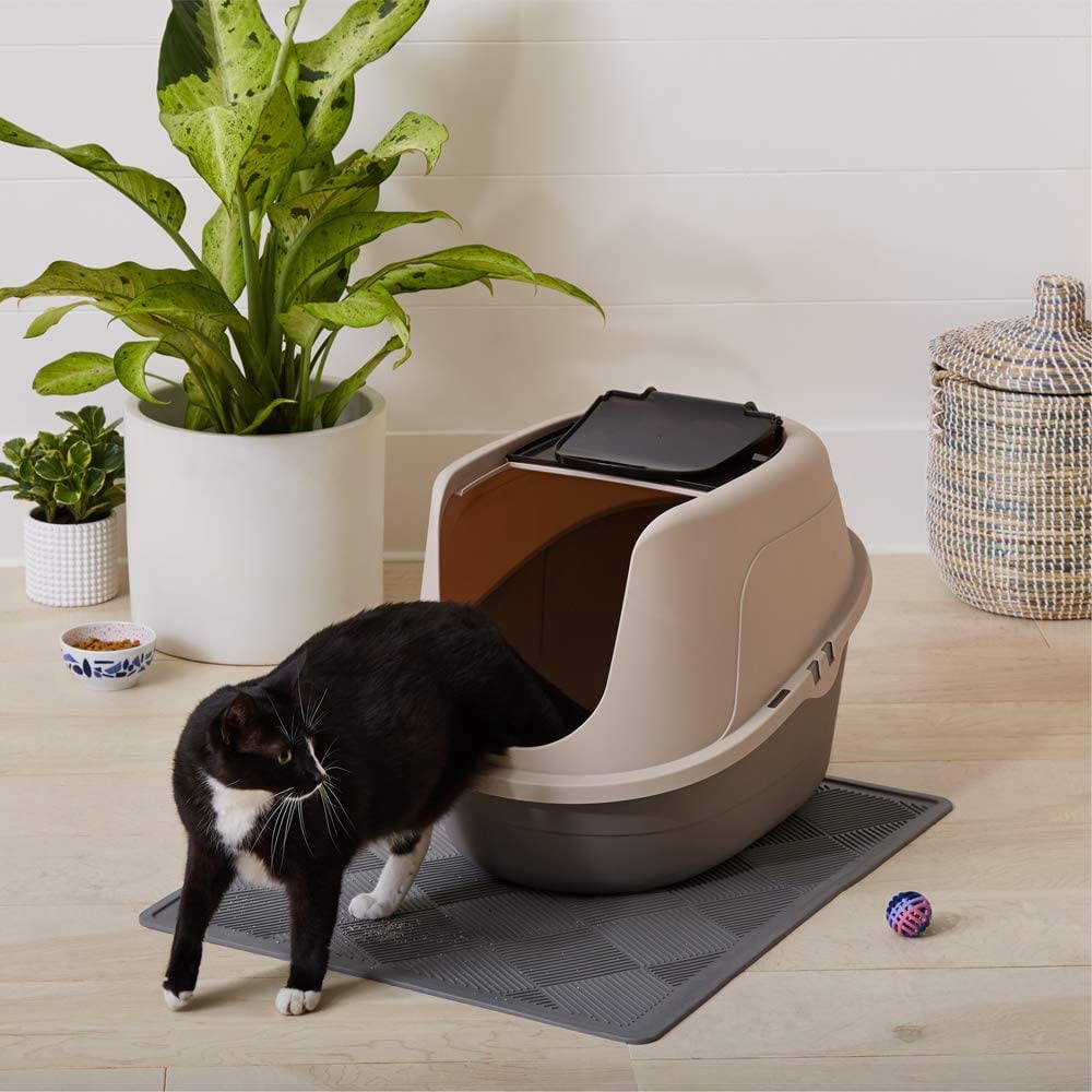 No-Mess Hooded Enclosed Cat Litter Box with Odor Control and Swinging Door, Large