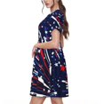 thumbnail image 2 of Goofa Red White Blue Fireworks 1 Pattern Women Summer Short Sleeve Midi Dress with Pockets Casual Aline Flowy Tshirt Dress Vocation Beach Sundress, 2 of 6