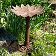 thumbnail image 6 of Sunnydaze Garden Lotus Freestanding Cast Aluminum Outdoor Bird Bath, Copper Patina, 6 of 10