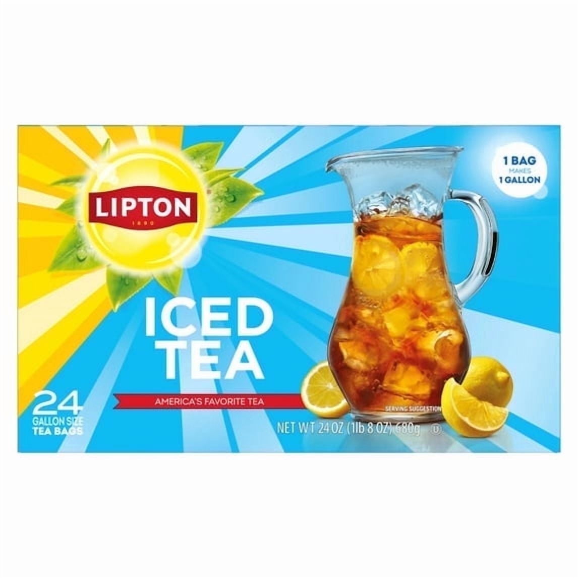 Lipton Iced Black Tea, Gallon Size Tea Bags, 24 Count Pack of 4 Total 96 Gallon Tea Bags