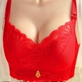 thumbnail image 2 of khonts,Women's Wireless Supportive Lace Bras Push up Thin Pad Breathable Mesh Bra Embroidery Floral Sexy Bralettes Red 32, 2 of 4
