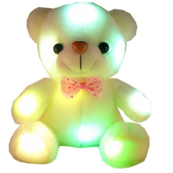 Light up Mother's Day White Teddy Bear LED Stuffed Animal Soft Nightlight Glow Bear Plush Toy Gifts for Kids Mom Girls Valentine's Day Birthday Christmas, 8" Best Gift for Friends Kids Adult Birthda