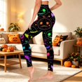 thumbnail image 2 of Halloween Leggings for Women Pumpkin Tights Pants Halloween Outfit Funny Fall High Waist Athletic Tights Stretchy Cute Yoga Legging, 2 of 4