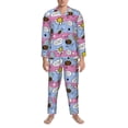thumbnail image 3 of Balery Bees And Daisies Striped Pijama para Hombre de Dos Piezas con Manga Larga, Conjunto de Dormir y Descanso Suave con Bolsillos-XX-Large, 3 of 7