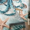 thumbnail image 5 of Coastal Octopus Sheer Curtains 63 Inches Length 2 Panels Set, Window Sheer Curtains for Living Room/Bedroom, Vintage Teal Nautical Beach Starfish Light Filtering Rod Pocket Curtain 52'' x 63'' x 2, 5 of 7