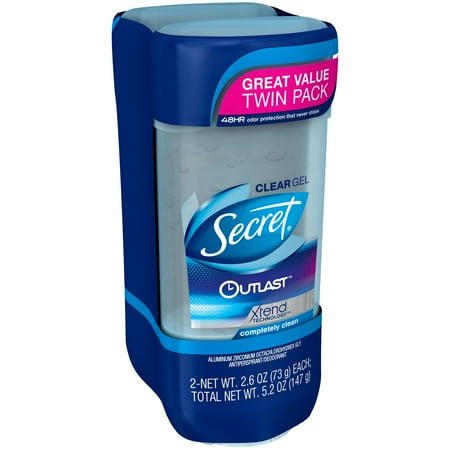 Secret Outlast Xtend Technology Completely Clean Clear Gel Antiperspirant/Deodorant 2-2.6 oz. Sticks