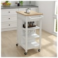 thumbnail image 4 of Kitchen Island Rolling Cart with Adjustable Shelves & Towel Rack - Rubber Wood Top, White Finish - Mobile Kitchen Storage for Small Spaces, 4 of 9