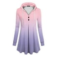 thumbnail image 4 of Kagetolytai Womens Tops Women's Casual Fashion Solid Color V Neck Long Sleeve Button Hoodie Tops Plus Size Tops for Women Purple Pink S, 4 of 4