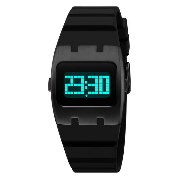 Explojoy Men's Square Digital Watch – Waterproof EL Backlight Wristwatch with Stopwatch, Alarm & Multifunction Display