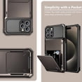 thumbnail image 6 of Case Compatible with iPhone 15 Pro Max with Card Holder 4-Card Dual Layer Heavy Duty Shockproof Wallet Case Hidden Flip Card Slot Protective Hard Cover for iPhone 15 Pro Max 6.7'' Gun Color, 6 of 7