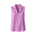 thumbnail image 6 of Women's Linen Sleeveless Blouse Lapel Collar Half Button Casual Tank Top Purple S, 6 of 6