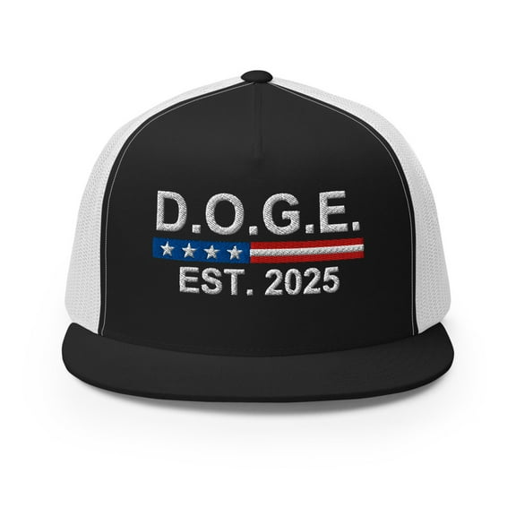DOGE Est. 2025 Embroidered Trucker Cap (Black/ White)