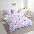 thumbnail image 3 of Castle Fairy Kawaii Unicorn Twin Bedding Sets,Floral Love Heart Bedding Comforter Set, 3 of 8