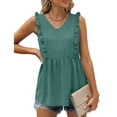 thumbnail image 4 of Idoravan Tank Tops for Women Clearance Women Fashion Leisure Solid Sleeveless V-Neck Tank Tops, 4 of 8