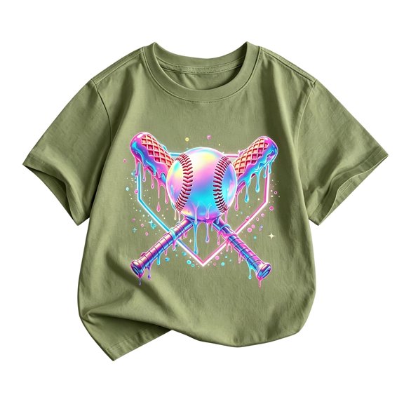 Bainana Short Sleeve T Shirts For Boys Baseball Print Casual Tops Big Kids Summer Tees