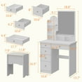 thumbnail image 7 of KULAGAGA Vanity Table Set with Mirror, Makeup Table with 3 Storage Shelves & 5 Drawers, Dressing Vanity Tables with , Dresser Desk for Girls, Women, White, 7 of 7