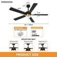 thumbnail image 6 of Craftian 52 Inch Ceiling Fans with Lights and Remote, 5 Black Blades with Reversible Quiet Motor, 6 of 9