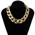 thumbnail image 4 of Gargantilla de cadena de eslabones cubanos punk, collar de cadena gruesa de plástico, elegante collar de clavícula en capas, accesorios de hiphop para mujeres y niñas (oro), 4 of 5