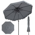 thumbnail image 1 of Gymax 10 FT Patio Umbrella w/Push Button Tilt & Crank 2-Tier Vented Top 8 Metal Ribs Gray, 1 of 10
