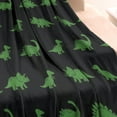 thumbnail image 3 of Black Dinosaurs Neon Pattern Blanket,Comfortable Soft Flannel Throw Blanket,All Season,Warm Lightweight Blankets for Sofa Bed Couch Living Room Chair,30"x40", 3 of 4