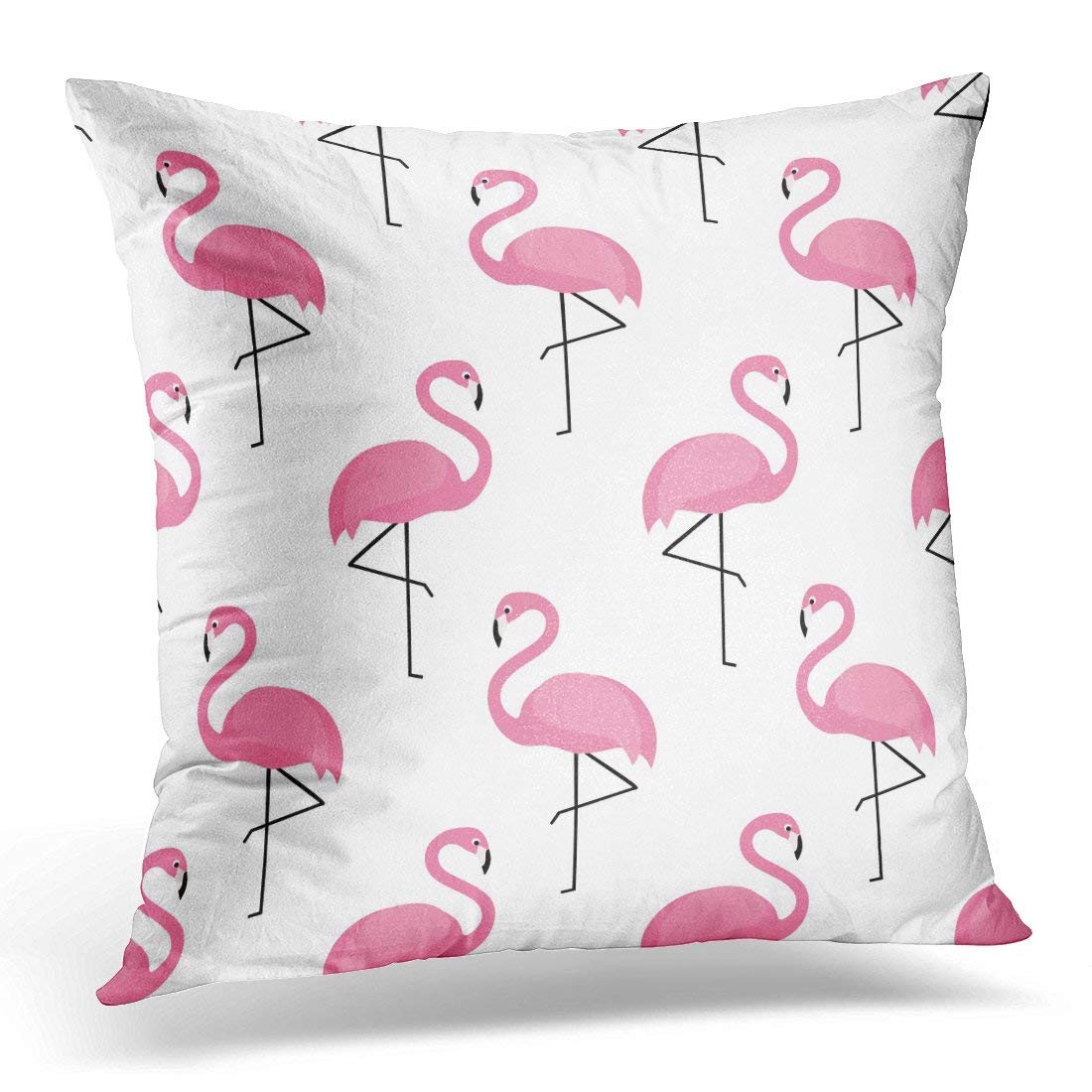 CMFUN Pink Summer Flamingo on White Design and Bird Pillow Case Pillow