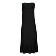 thumbnail image 5 of XuJwPNcy Summer Dresses for Women Trendy V Neck Tie Strap Midi Dress Ruffle Hem Sleeveless Solid Sundress, 5 of 6