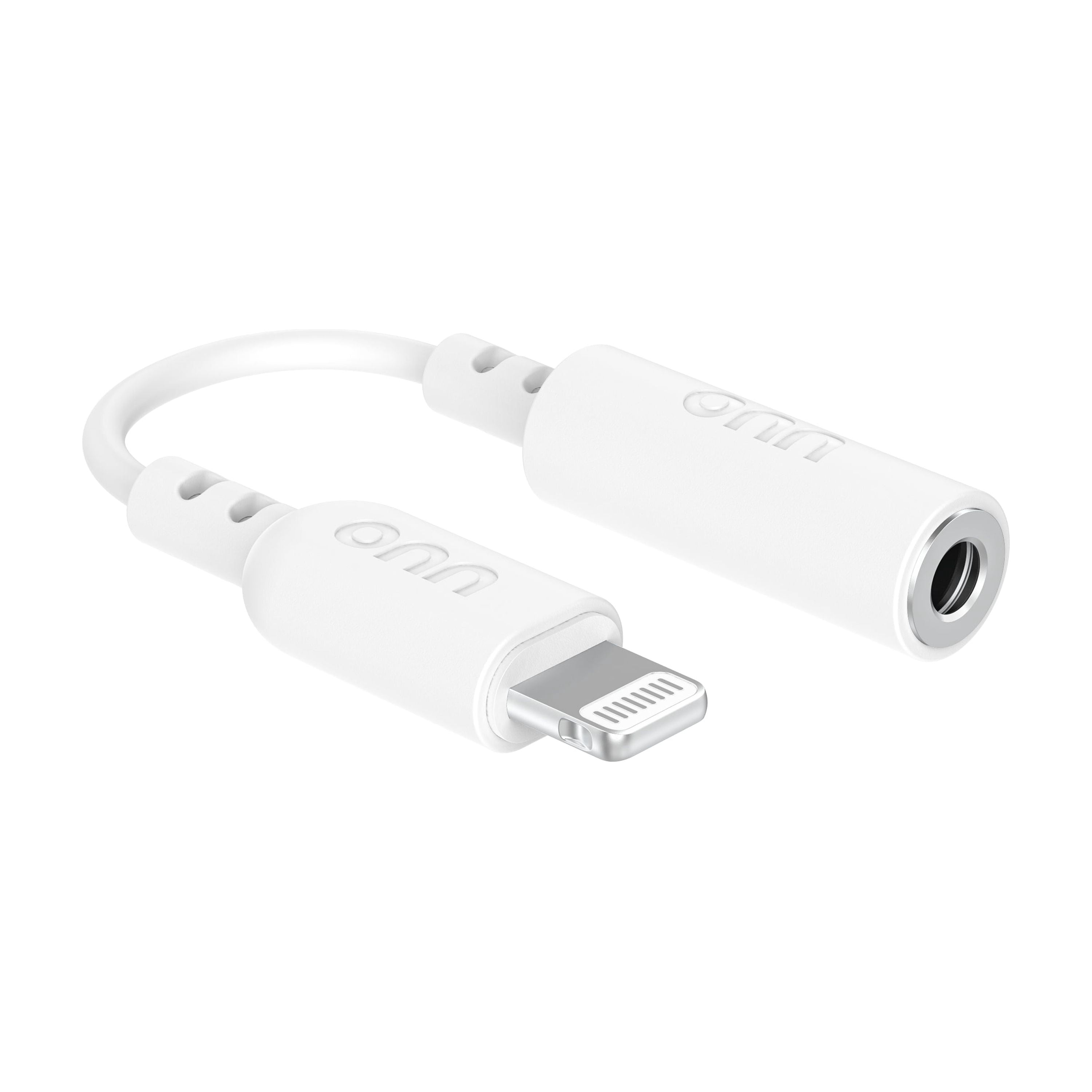 (5 pack) onn Lightning to 3.5 mm AUX Adapter, MFi Certified, White