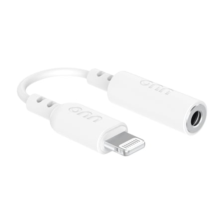 onn Lightning to 3.5 mm AUX Adapter, MFi Certified, White
