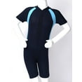 thumbnail image 5 of JanJean Boys Girls Swimwear Short Sleeve Zipper Front Bathing Suit Shorty One Piece Rash Guard Swimsuits Wetsuit Navy Blue 10, 5 of 7